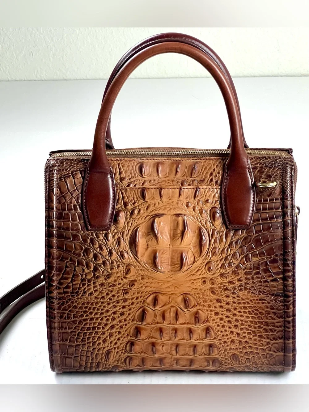 Brahmin Carolina Satchel Pecan Melbourne with Crossbody Strap